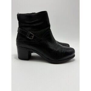 Dansko Vtg Womens Sz 38 EU 7.5-8 US Hayley Black Leather Ankle Side Zip